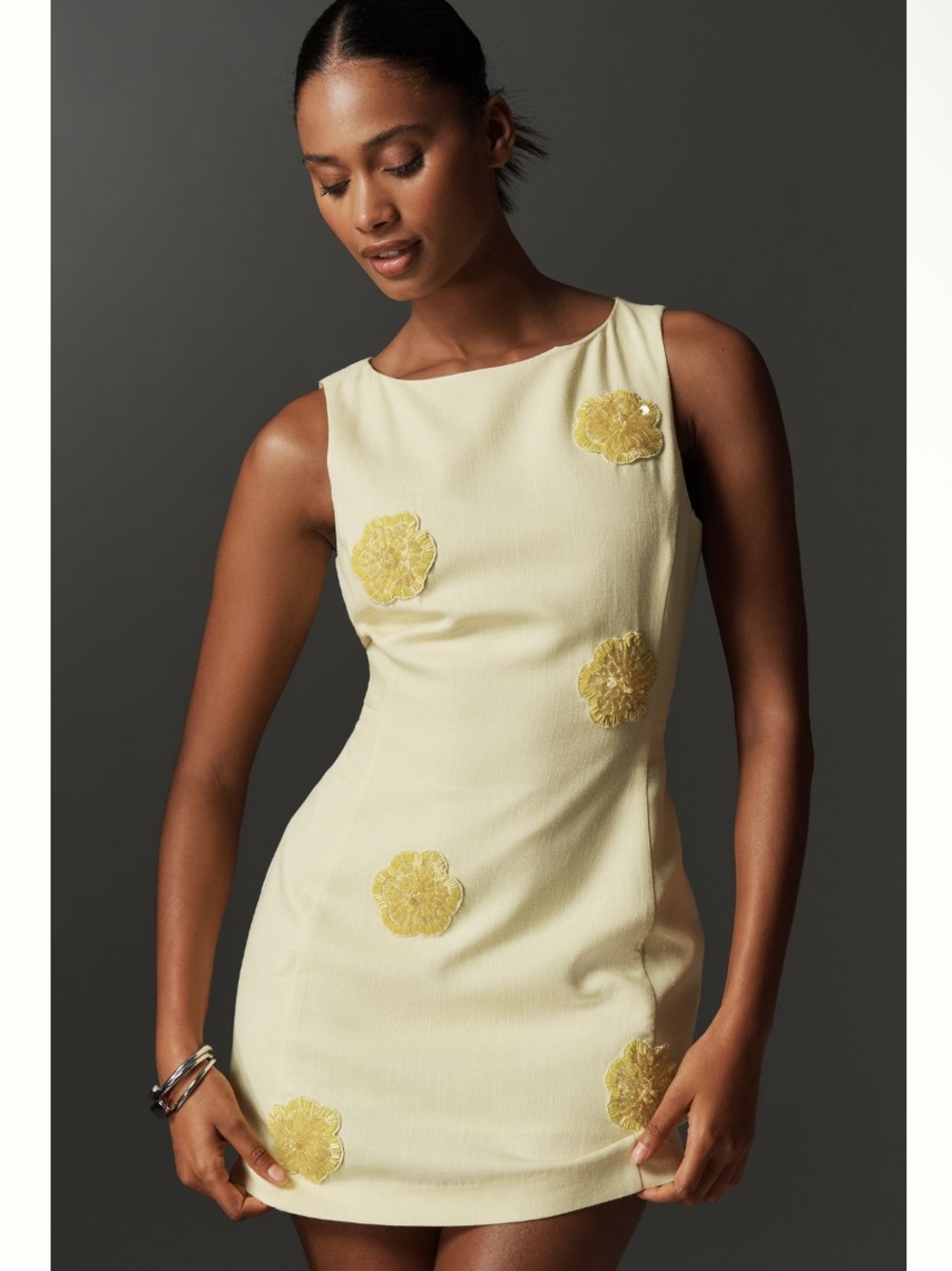 Anthropologie Endless Rose Linen Blend Sleeveless Open-Back Mini Dress Medium
